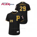 Camiseta Beisbol Hombre Pittsburgh Pirates Francisco Cervelli 150th Aniversario Patch Autentico Flex Base Negro