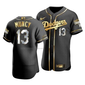 Camiseta Beisbol Hombre Los Angeles Dodgers Max Muncy Black 2020 World Series Champions Golden Limited Authentic