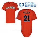 Camiseta Beisbol Hombre Miami Marlins Christian Yelich 21 Naranja Alterno Cool Base