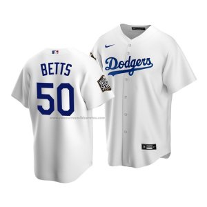 Camiseta Beisbol Nino Los Angeles Dodgers Mookie Betts 2020 Primera Replica Blanco