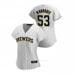 Camiseta Beisbol Mujer Milwaukee Brewers Brandon Woodruff 2020 Replica Alterno Blanco