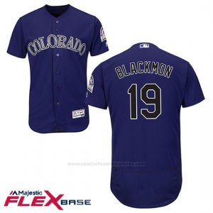 Camiseta Beisbol Hombre Colorado Rockies 19 Charlie Negromon Violeta Flex Base