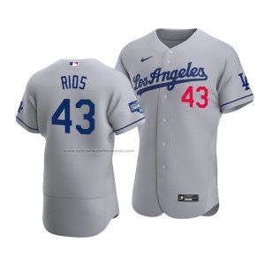 Camiseta Beisbol Hombre Los Angeles Dodgers Edwin Rios 2020 Autentico Road Gris