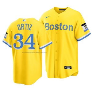 Camiseta Beisbol Hombre Boston Red Sox David Ortiz 2021 City Connect Replica Oro