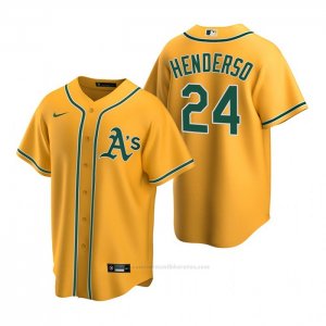 Camiseta Beisbol Hombre Oakland Athletics Rickey Henderson Replica Alterno Oro