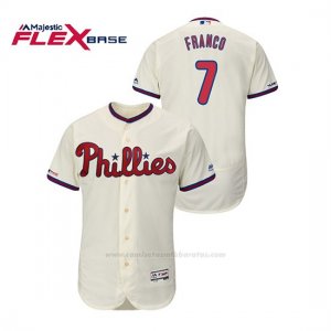 Camiseta Beisbol Hombre Philadelphia Phillies Maikel Franco 150th Aniversario Patch Flex Base Crema