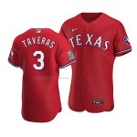 Camiseta Beisbol Hombre Texas Rangers Leody Taveras 3 Autentico Alterno Rojo