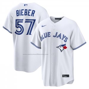 Camiseta Beisbol Hombre Toronto Blue Jays Shane Bieber Primera Replica Blanco Camiseta Beisbol Hombre Toronto Blue Jays Shane Bieber Primera Replica Blanco