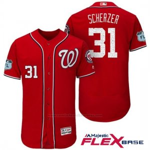 Camiseta Beisbol Hombre Washington Nationals Max Scherzer Scarlet 2017 Entrenamiento de Primavera Flex Base Jugador