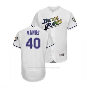 Camiseta Beisbol Hombre Tampa Bay Rays Wilson Ramos Throwback 1998 Blanco