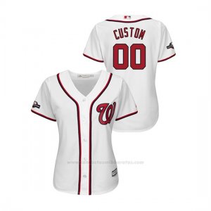 Camiseta Beisbol Mujer Washington Nationals Personalizada 2019 Postseason Cool Base Blanco