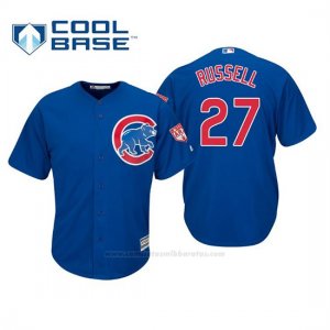 Camiseta Beisbol Hombre Chicago Cubs Addison Russell Cool Base Entrenamiento de Primavera 2019 Azul