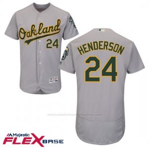 Camiseta Beisbol Hombre Oakland Athletics Rickey Henderson Gris Flex Base