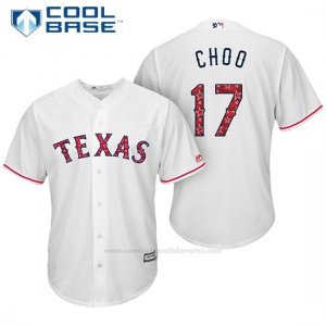 Camiseta Beisbol Hombre Texas Rangers 2017 Estrellas y Rayas Shin Soo Choo Blanco Cool Base