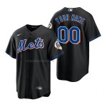 Camiseta Beisbol Hombre New York Mets Personalizada Replica Negro
