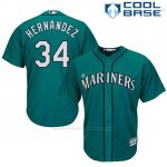Camiseta Beisbol Hombre Seattle Mariners 34 Felix Hernandez Verde Alterno Cool Base