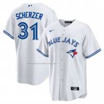Camiseta Beisbol Hombre Toronto Blue Jays Max Scherzer Primera Replica Blanco Camiseta Beisbol Hombre Toronto Blue Jays Max Scherzer Primera Replica Blanco