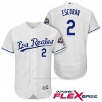 Camiseta Beisbol Hombre Kansas City Royals Alcides Escobar Blanco 50th Season Spanish Flex Base