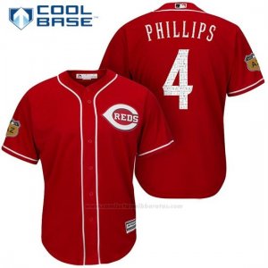 Camiseta Beisbol Hombre Cincinnati Reds Brandon Phillips 4 Scarlet 2017 Entrenamiento de Primavera Cool Base Jugador