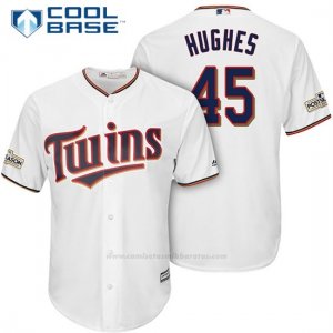 Camiseta Beisbol Hombre Minnesota Twins 2017 Postemporada Phil Hughes Blanco Cool Base