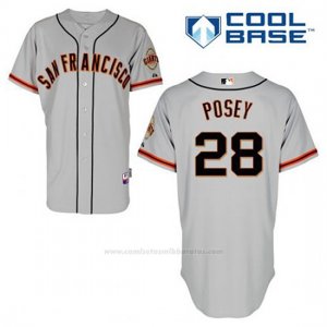 Camiseta Beisbol Hombre San Francisco Giants Buster Posey 28 Gris Cool Base