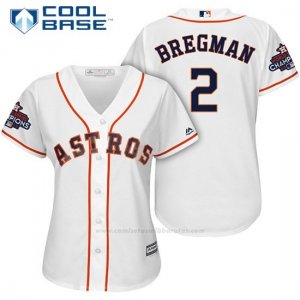 Camiseta Beisbol Mujer Houston Astros 2017 World Series Campeones Alex Bregman Blanco Cool Base