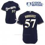 Camiseta Beisbol Hombre Milwaukee Brewers Francisco Rodriguez 57 Azul Azul Alterno Cool Base