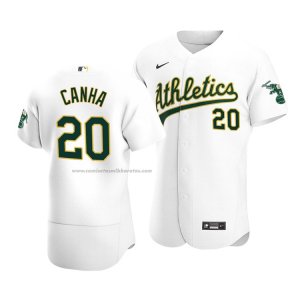 Camiseta Beisbol Hombre Oakland Athletics Mark Canha Autentico Primera Blanco