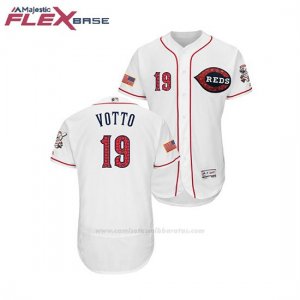 Camiseta Beisbol Hombre Cincinnati Reds Joey Votto 2018 Stars & Stripes Flex Base Blanco