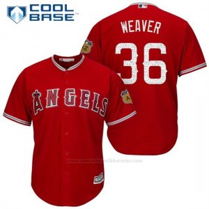 Camiseta Beisbol Hombre Los Angeles Angels Jerojo Weaver 36 Scarlet 2017 Entrenamiento de Primavera Cool Base Jugador