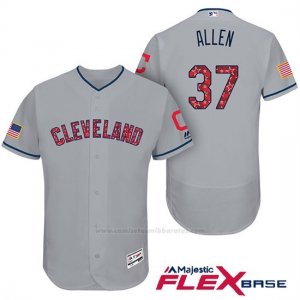 Camiseta Beisbol Hombre Cleveland Indians 2017 Estrellas y Rayas Cody Allen Gris Flex Base