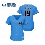 Camiseta Beisbol Mujer Miami Marlins Miguel Rojas Cool Base Majestic 2019 Azul