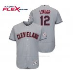 Camiseta Beisbol Hombre Cleveland Indians Francisco Lindor 2019 All Star Game Patch Flex Base Gris