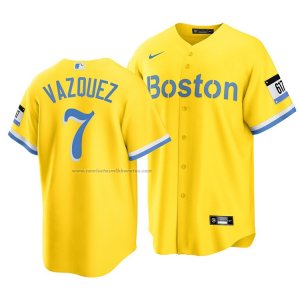 Camiseta Beisbol Hombre Boston Red Sox Christian Vazquez 2021 City Connect Replica Oro