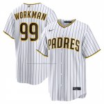 Camiseta Beisbol Hombre San Diego Padres Gage Workman Primera Replica Blanco Camiseta Beisbol Hombre San Diego Padres Gage Workman Primera Replica Blanco