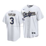 Camiseta Beisbol Hombre Los Angeles Dodgers Chris Taylor 2021 Gold Program Replica Blanco