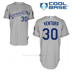 Camiseta Beisbol Hombre Kansas City Royals Yordano Ventura 30 Gris Cool Base