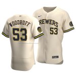 Camiseta Beisbol Hombre Milwaukee Brewers Brandon Woodruff Autentico Alterno Crema