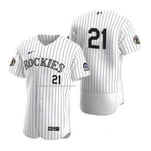 Camiseta Beisbol Hombre Colorado Rockies Roberto Clemente Day Autentico Blanco