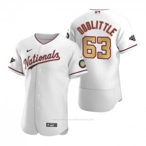 Camiseta Beisbol Hombre Washington Nationals Sean Doolittle Gold-Trimmed Championship Autentico Blanco