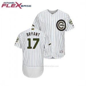 Camiseta Beisbol Hombre Chicago Cubs Kris Bryant 2018 Dia de los Caidos Flex Base Blanco