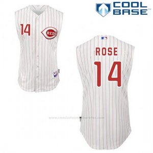 Camiseta Beisbol Hombre Cincinnati Reds Pete Rose 14 Blanco Vest Style Cool Base