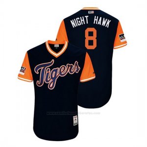 Camiseta Beisbol Hombre Detroit Tigers Mikie Mahtook 2018 Llws Players Weekend Night Hawk Azul