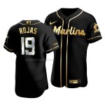 Camiseta Beisbol Hombre Miami Marlins Miguel Rojas Golden Edition Autentico Negro