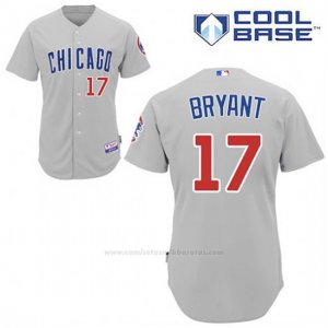 Camiseta Beisbol Hombre Chicago Cubs 17 Kris Bryant Gris Cool Base