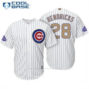 Camiseta Beisbol Hombre Chicago Cubs 28 Kyle Hendricks Blanco Oro Program Cool Base