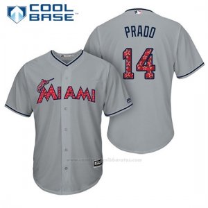 Camiseta Beisbol Hombre Miami Marlins 2017 Estrellas y Rayas Martin Prado Gris Cool Base