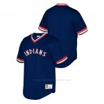 Camiseta Beisbol Hombre Cleveland Indians Cooperstown Collection Mesh Wordmark V-Neck Azul