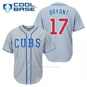 Camiseta Beisbol Hombre Chicago Cubs 17 Kris Bryant Gris Alterno Cool Base