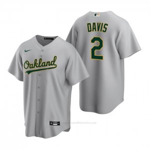 Camiseta Beisbol Hombre Oakland Athletics Khris Davis Replica Road Gris